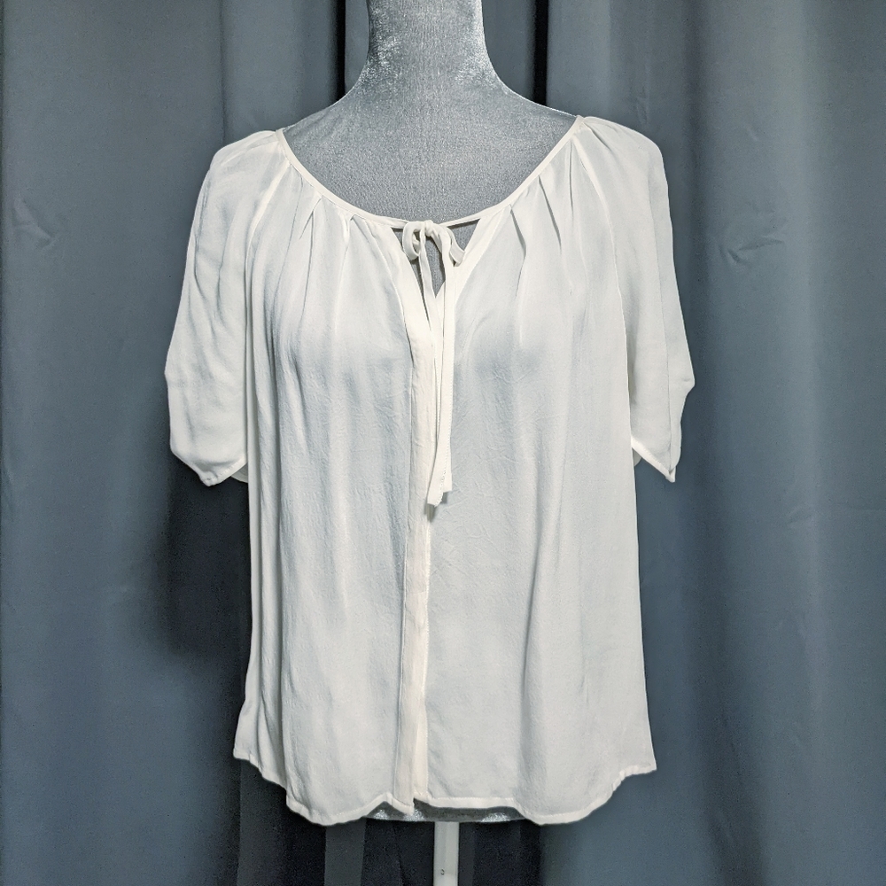 JOIE peasant flowy boho silk top off white